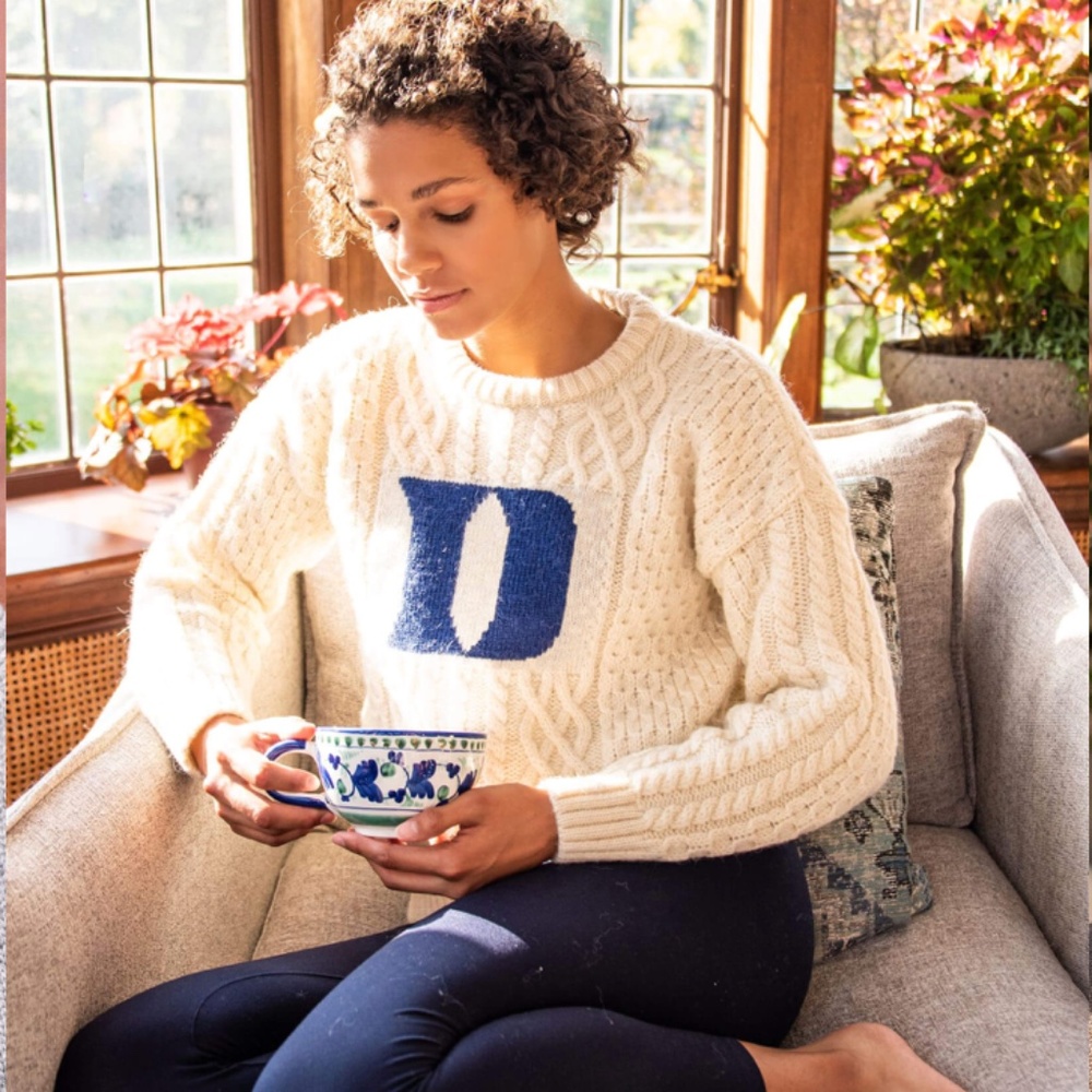 Duke University Women’s British Wool Crew-Neck Fisherman’s Sweater